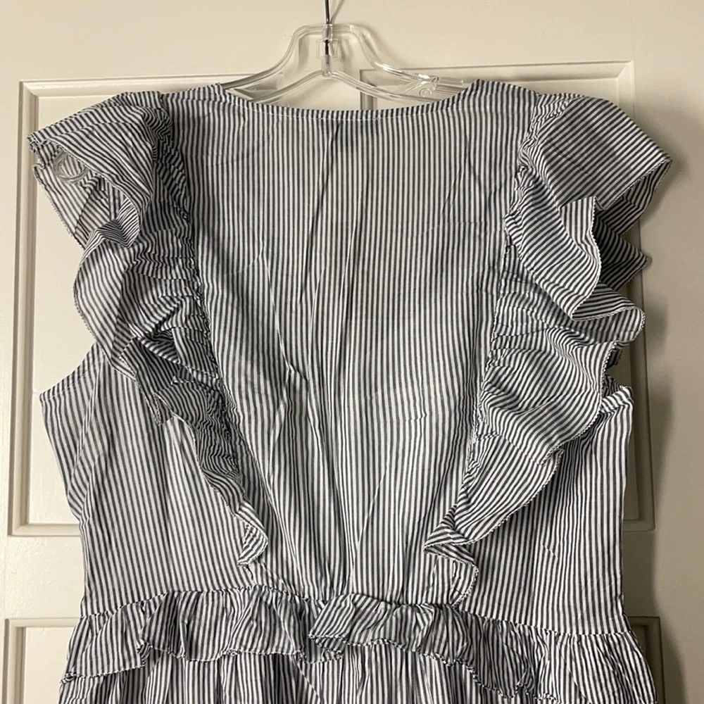 J.Crew Ruffle-sleeve cotton voile dress in stripe AX318